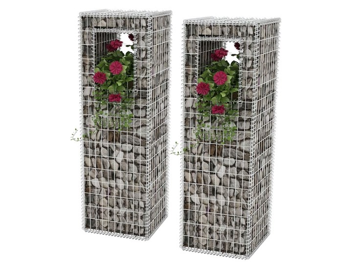 vidaXL Kosze gabionowe kolumny - donice, 2 szt., 50x50x160 cm