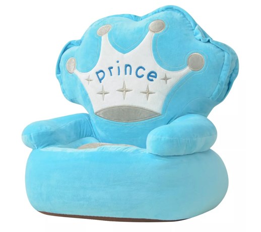 vidaXL Fotel dla dzieci PRINCE, pluszowy, niebieski