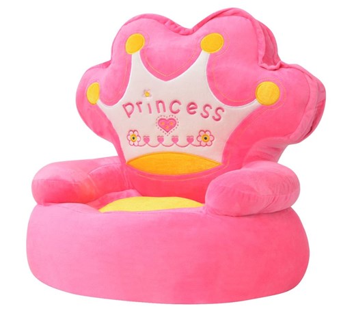 vidaXL Fotel dla dzieci PRINCESS, pluszowy, różowy