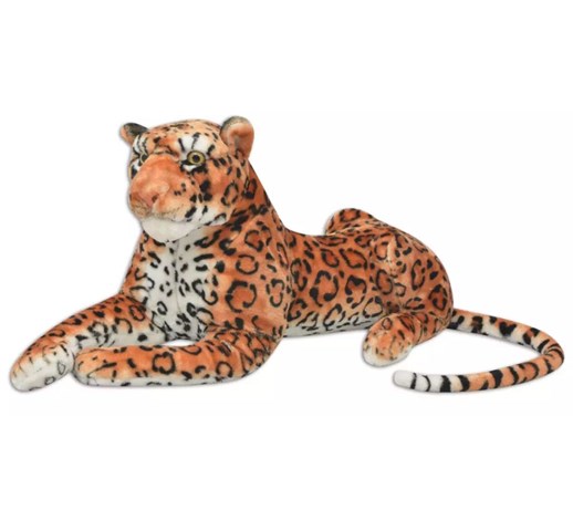 vidaXL Pluszowy leopard XXL brązowy