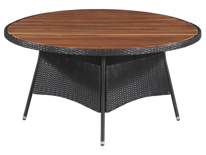 vidaXL Stół ogrodowy, polirattan i lite drewno akacjowe, 150x74 cm