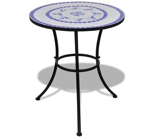 vidaXL Stolik mozaikowy 60 cm niebiesko-biały