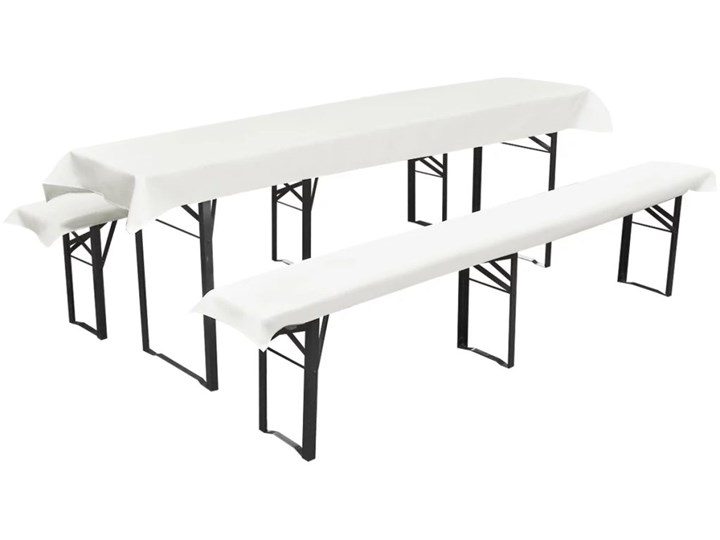 vidaXL Kremowy pokrowiec na stół i 2 miękkie pokrowce na ławki 240 x 90 cm