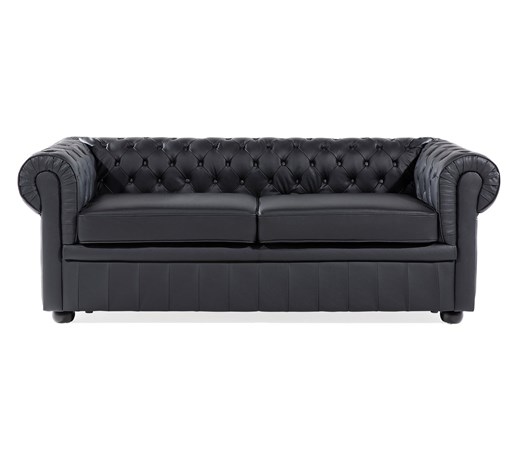Sofa skórzana czarna CHESTERFIELD