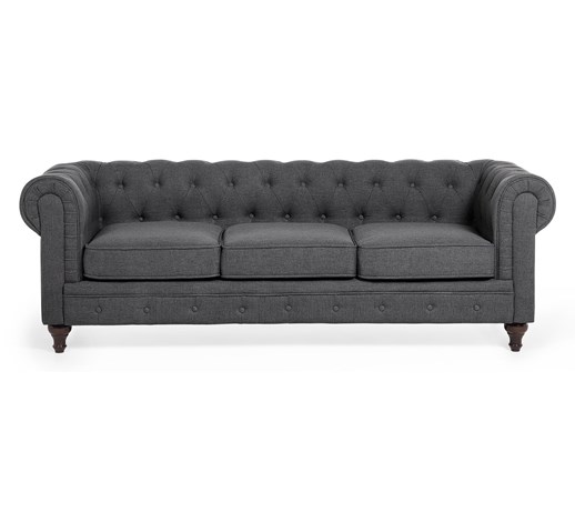Sofa trzyosobowa tapicerowana szara CHESTERFIELD