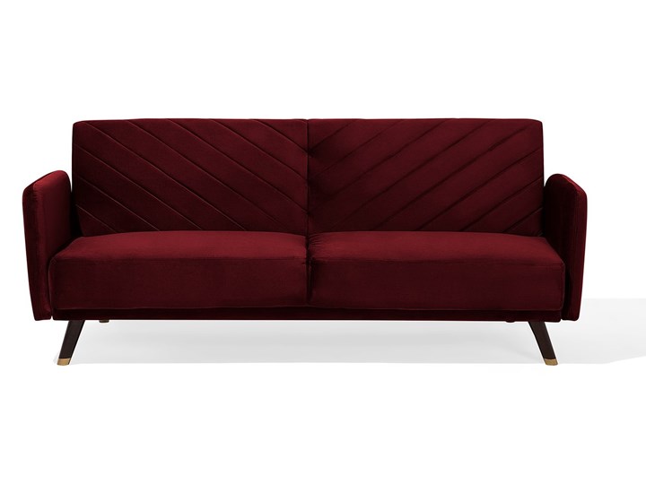 Sofa trzyosobowa welur czerwona SENJA
