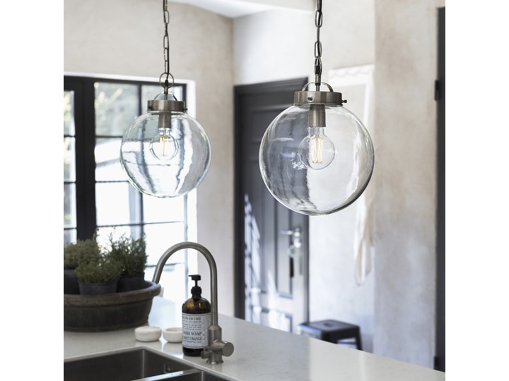 Lampa szklana kula srebrna Normandy 40 cm - PR Home