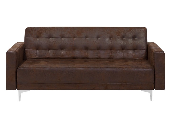 Sofa trzyosobowa imitacja skóry Old Style brąz ABERDEEN