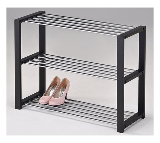 Półka na buty, 3 piętra, czarna
