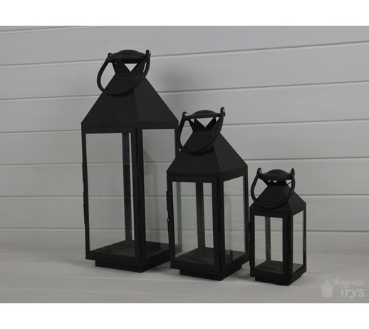 KOMPLET LATARNI METALOWYCH 3SZT CZARNE RETRO