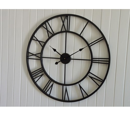 ZEGAR 76CM METALOWY ŚCIENNY VINTAGE LOFT CZARNY
