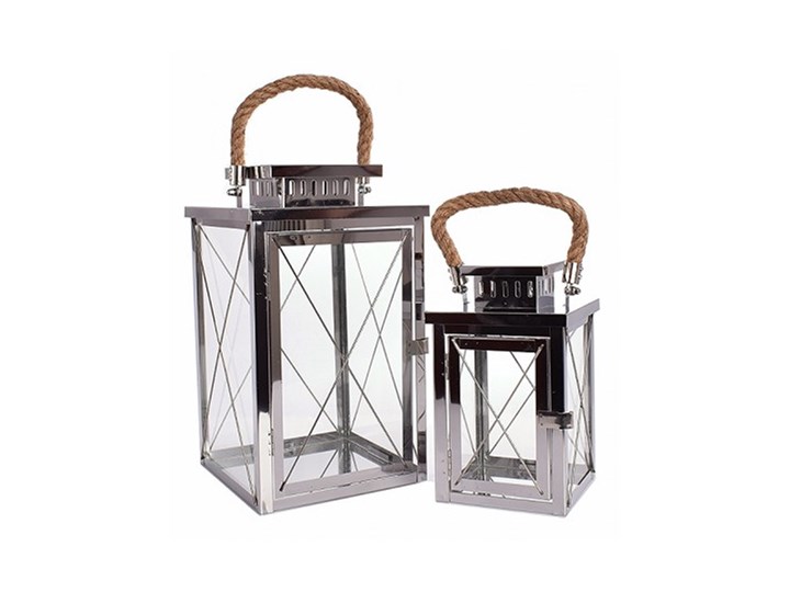 KOMPLET DWÓCH METALOWYCH LAMPIONÓW O WYSOKOŚCI 32 i 22,5 CM