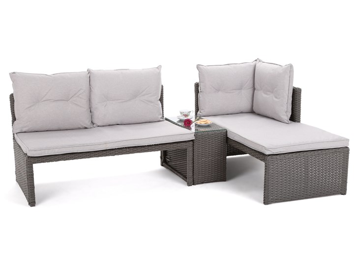 Narożnik ogrodowy technorattanowy Corte Grey / Beige