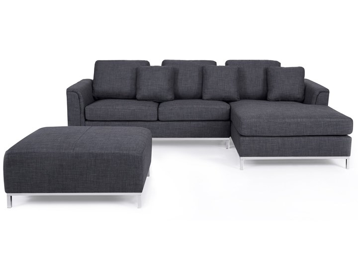 Nowoczesna sofa z pufą w kolorze szarym L - kanapa tapicerowana - OSLO