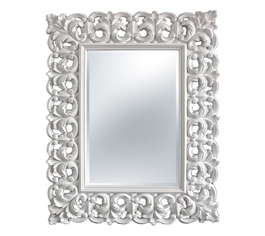 Designerskie LUSTRO ISABELL w białej błyszczącej ramie prostokąt 91X115