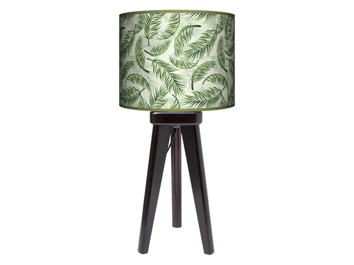 Lampa stołowa - trójnóg drewniana mała - Zielone liście