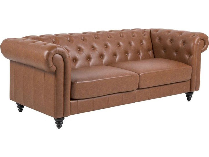 Sofa Charlietown 3-osobowa brązowa ekoskóra