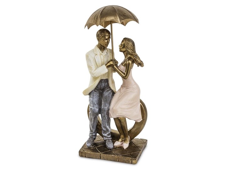 PARA SIEDZĄCA POD PARASOLEM figurka, wys. 26 cm