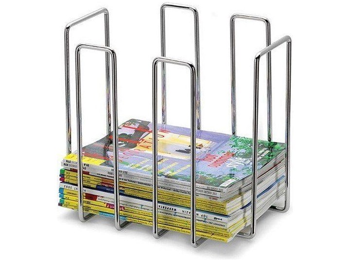 Stojak na gazety Wires mały srebrny