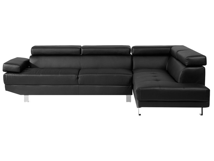 Sofa narożna skóra ekologiczna czarna NORREA