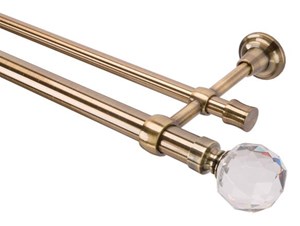 Karnisz Tende Crystal podwójny 28/19mm kula antyczny mosiądz 240 Mardom_DARMOWA-DOSTAWA_od_999_zł