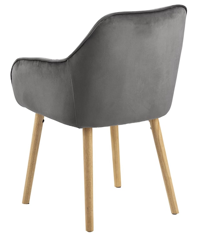 Krzesło tapicerowane z podłokietnikami Agamos ciemnoszary welur na drewnianych nóżkach  - zdjęcie 3