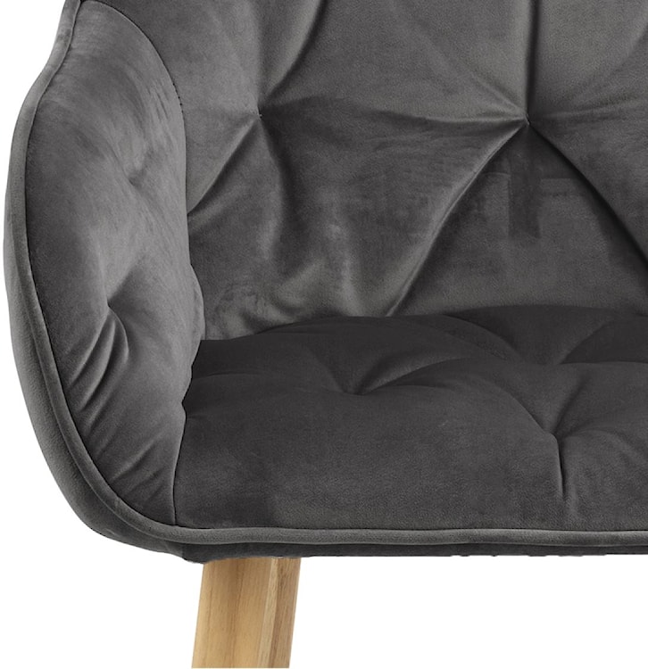 Krzesło tapicerowane z podłokietnikami Agamos ciemnoszary welur na drewnianych nóżkach  - zdjęcie 8