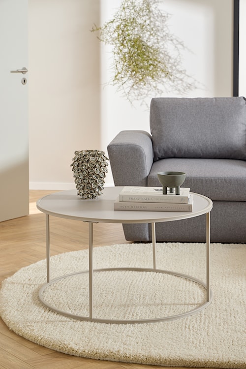 Stolik kawowy Seaford średnica 80 cm beżowy  - zdjęcie 2