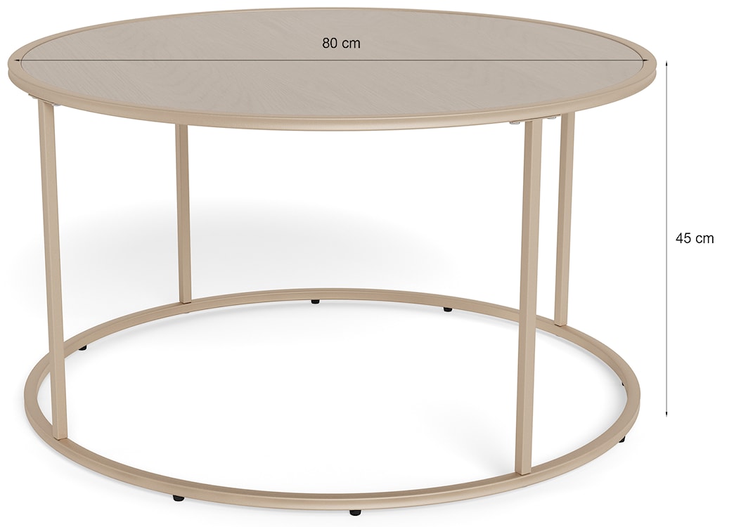 Stolik kawowy Seaford średnica 80 cm beżowy  - zdjęcie 9