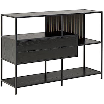 Regał Seaford 114 cm niski czarny z dwiema szufladami