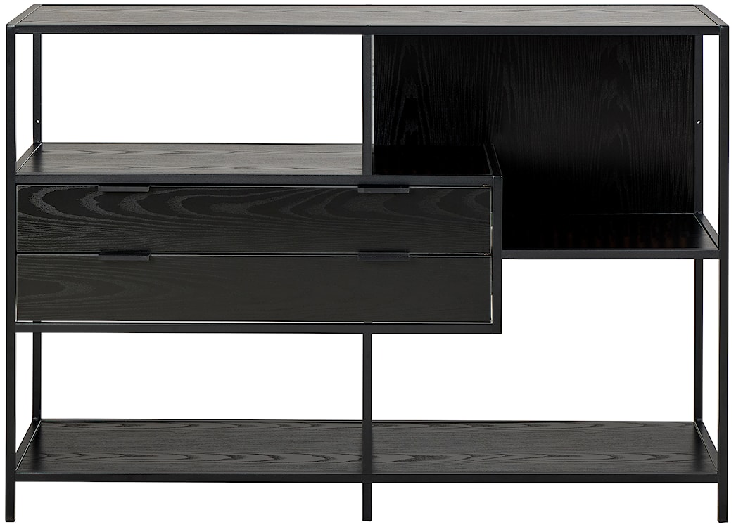 Regał Seaford 114 cm niski czarny z dwiema szufladami  - zdjęcie 3