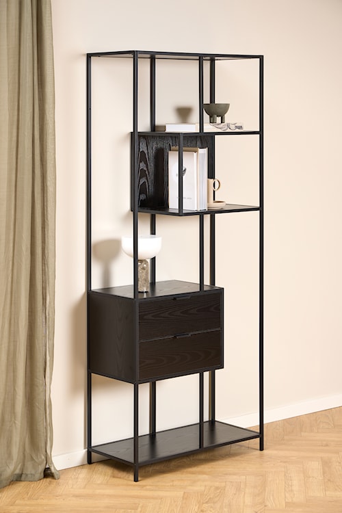 Regał Seaford 77 cm czarny z dwiema szufladami  - zdjęcie 2