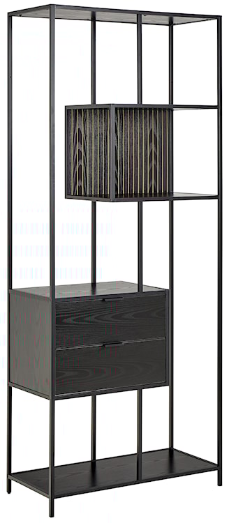 Regał Seaford 77 cm czarny z dwiema szufladami 