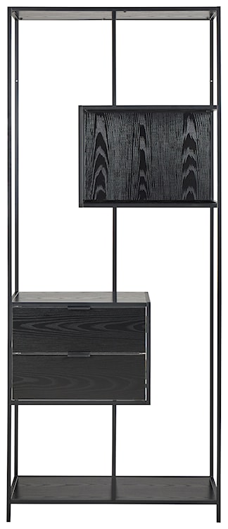 Regał Seaford 77 cm czarny z dwiema szufladami  - zdjęcie 3