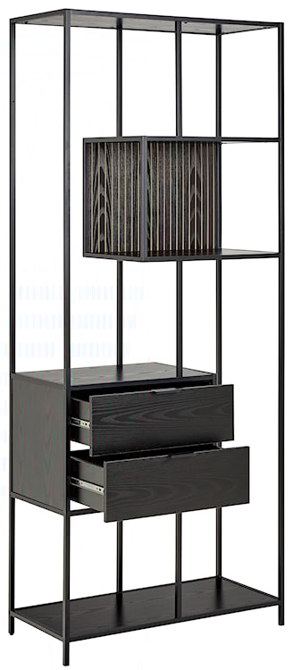 Regał Seaford 77 cm czarny z dwiema szufladami  - zdjęcie 4