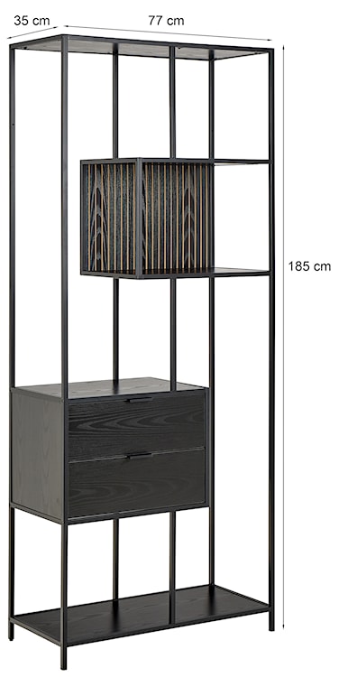 Regał Seaford 77 cm czarny z dwiema szufladami  - zdjęcie 10