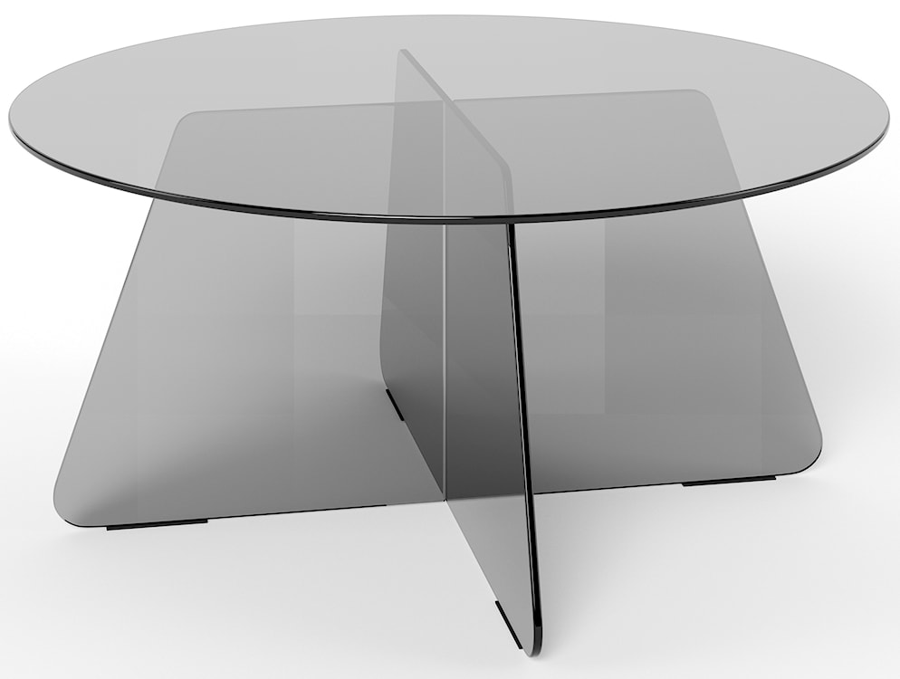 Stolik kawowy Samos średnica 80 cm szary szklany 