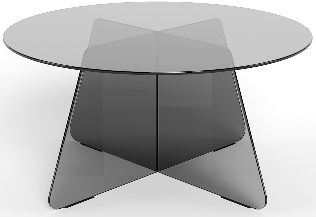 Stolik kawowy Samos średnica 80 cm szary szklany  - zdjęcie 3