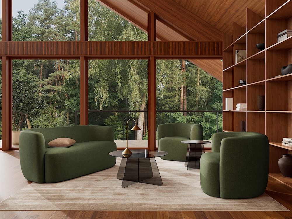 Stolik kawowy Samos średnica 80 cm szary szklany  - zdjęcie 2