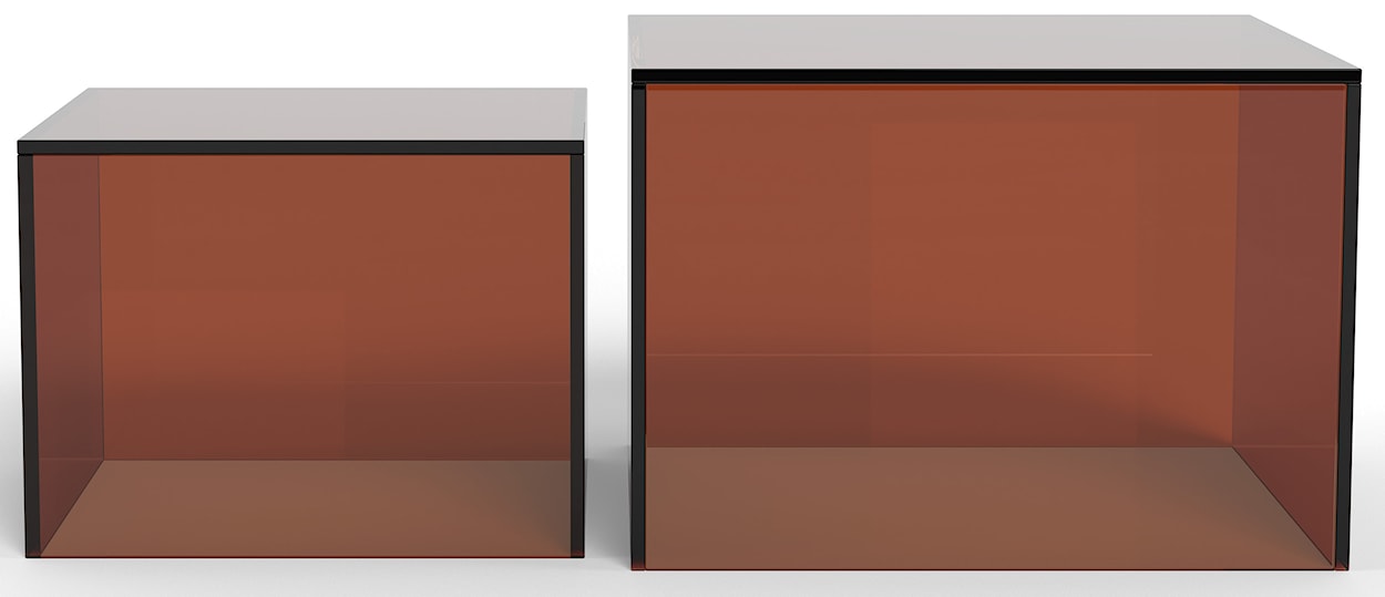 Zestaw stolików kawowych Glopiana kwadratowe 50 i 40 cm brązowe szklane  - zdjęcie 3