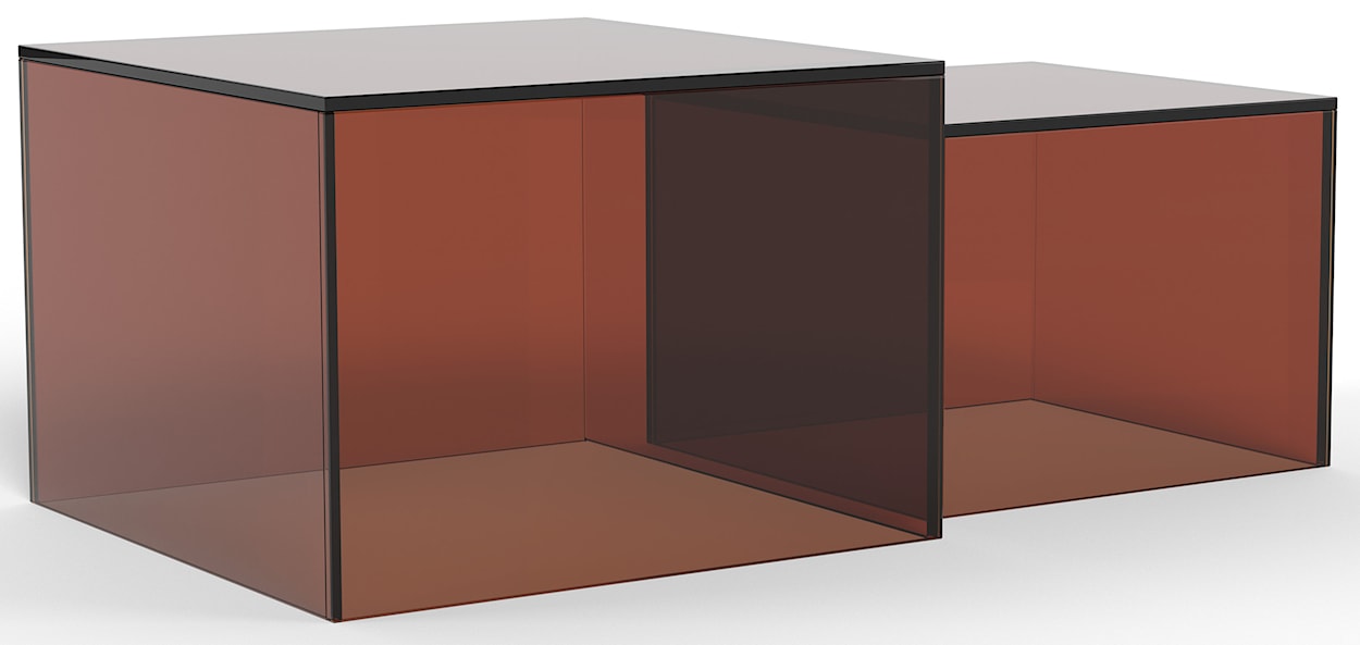 Zestaw stolików kawowych Glopiana kwadratowe 50 i 40 cm brązowe szklane  - zdjęcie 4