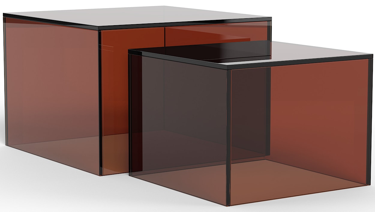 Zestaw stolików kawowych Glopiana kwadratowe 50 i 40 cm brązowe szklane 