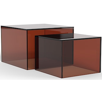 Zestaw stolików kawowych Glopiana kwadratowe 50 i 40 cm brązowe szklane