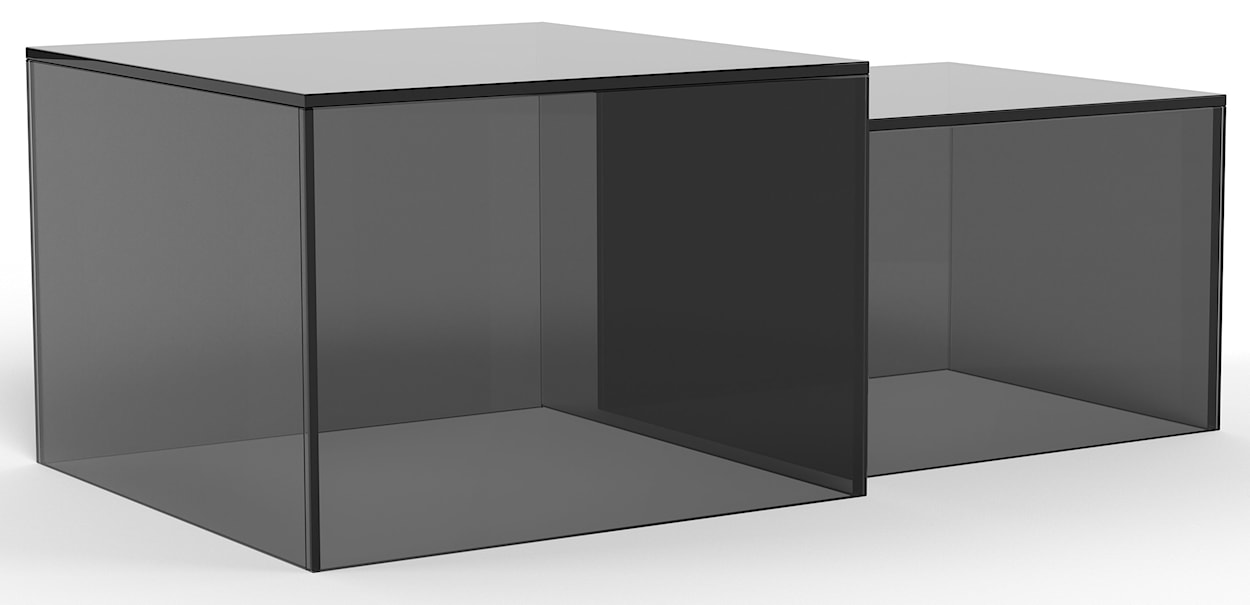 Zestaw stolików kawowych Glopiana kwadratowe 50 i 40 cm szare szklane  - zdjęcie 3