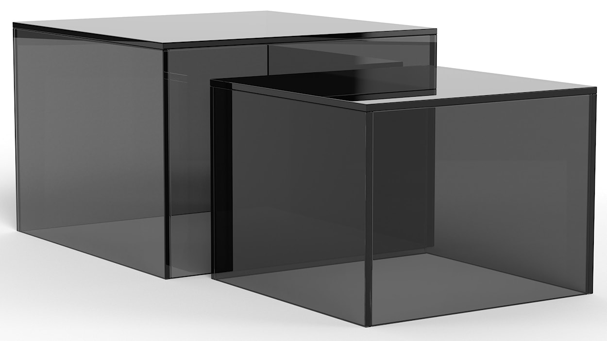 Zestaw stolików kawowych Glopiana kwadratowe 50 i 40 cm szare szklane 