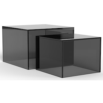 Zestaw stolików kawowych Glopiana kwadratowe 50 i 40 cm szare szklane