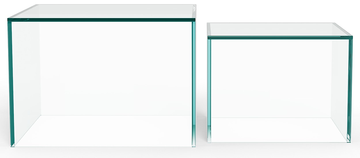 Zestaw stolików kawowych Glopiana kwadratowe 50 i 40 cm transparentne szklane  - zdjęcie 2