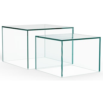 Zestaw stolików kawowych Glopiana kwadratowe 50 i 40 cm transparentne szklane