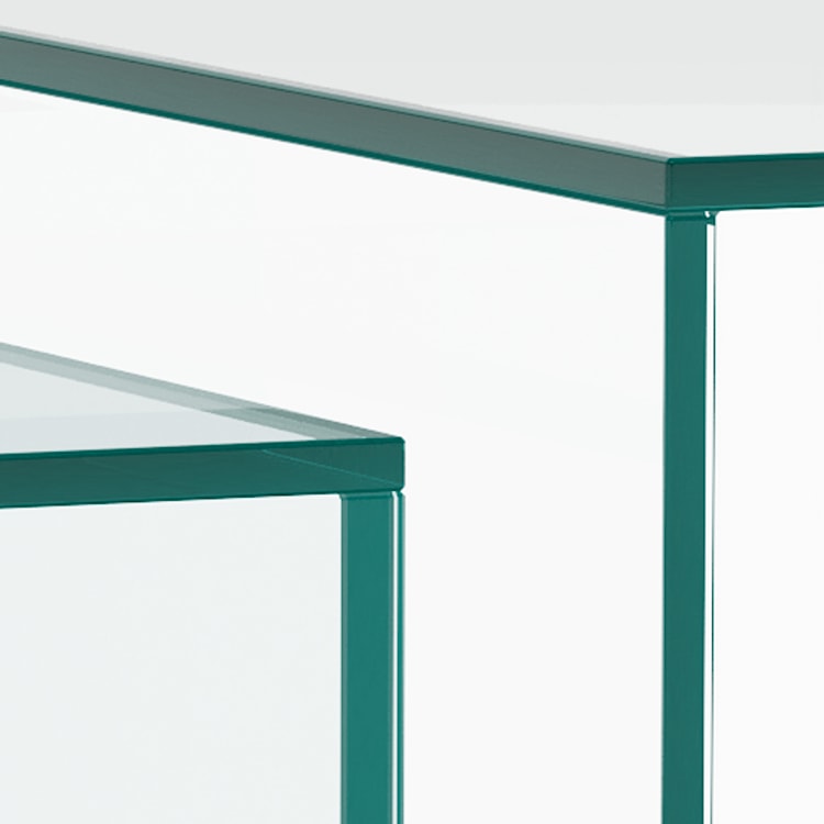 Zestaw stolików kawowych Glopiana kwadratowe 50 i 40 cm transparentne szklane  - zdjęcie 3