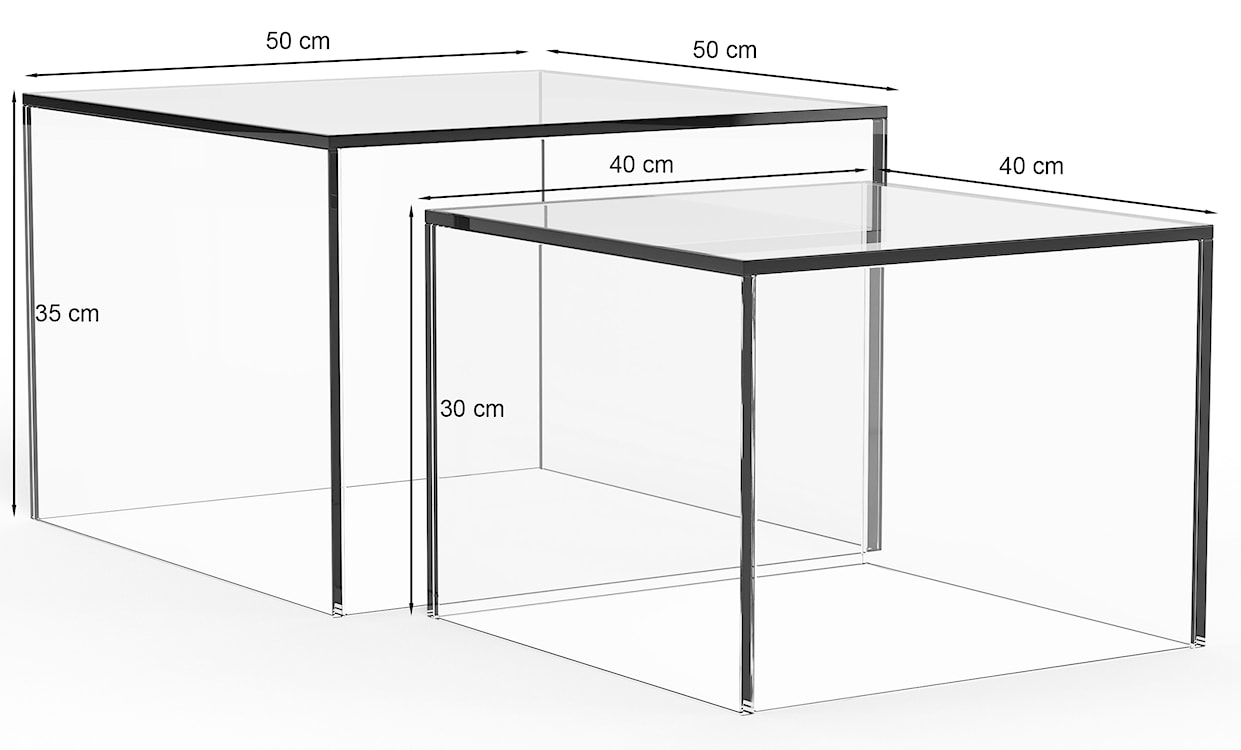 Zestaw stolików kawowych Glopiana kwadratowe 50 i 40 cm szare szklane  - zdjęcie 9